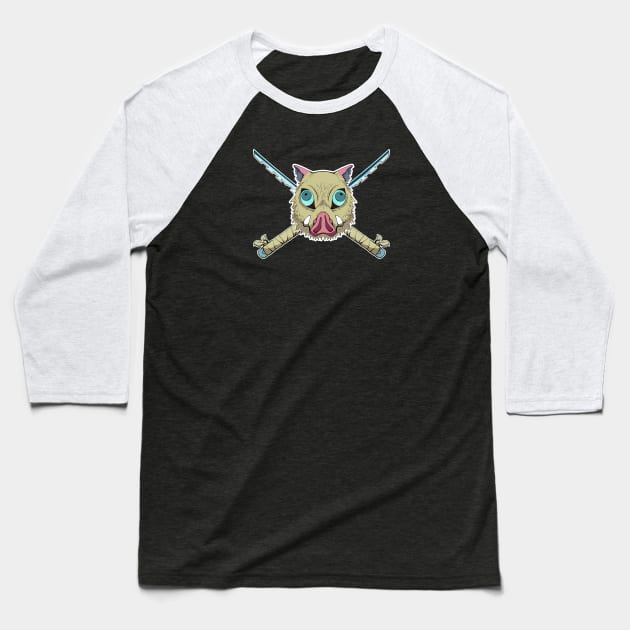 Boar and Katana Baseball T-Shirt by AnotherDayInFiction